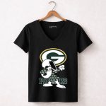 Green Bay Packers Snoopy Dabbing Packers 7 Womens V Neck