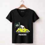 Green Bay Packers Snoopy Driving Car 7 Womens V Neck