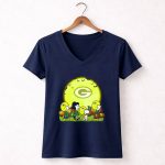 Green Bay Packers Snoopy Halloween Moon Pumpkins 5 Womens V Neck