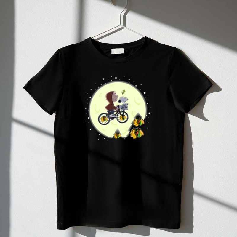 Halloween Chicago Blackhawks Moon Bicycle Flying Snoopy 1 T Shirt