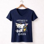 Happiness Is Listening To Queen Snoopy And Woodstock 5 Womens V Neck.jpg