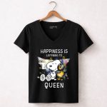 Happiness Is Listening To Queen Snoopy And Woodstock 7 Womens V Neck.jpg