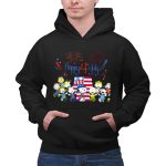 Happy 4th July Peanuts Celebrating with Fireworks and Snoopy in Patriotic Attire 2 Hoodie