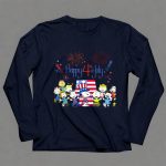 Happy 4th July Peanuts Celebrating with Fireworks and Snoopy in Patriotic Attire 6 Long Sleeves