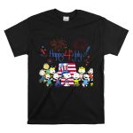 Happy 4th July Peanuts Celebrating with Fireworks and Snoopy in Patriotic Attire T Shirt 6