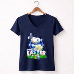 Happy Easter Snoopy with Colorful Eggs and Flowers 5 Womens V Neck