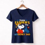 Happy Fathers Day Snoopy I Love Dad to the Best Disney Dad 5 Womens V Neck