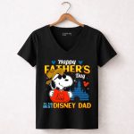 Happy Fathers Day Snoopy I Love Dad to the Best Disney Dad 7 Womens V Neck