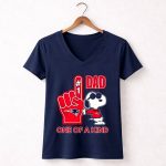 Happy Snoopy New England Patriot 1 DAD One Of A Kind 5 Womens V Neck