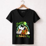 Happy St Patrick Day Snoopy 5 Womens V Neck1