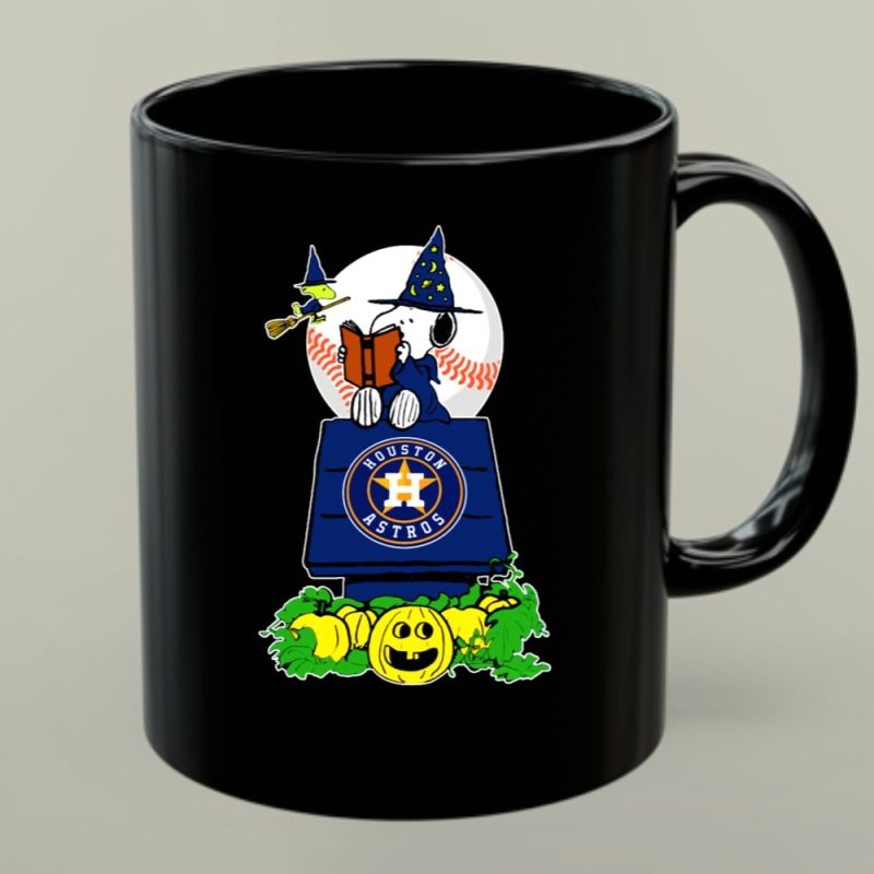 Houston Astros Halloween Snoopy And Woodstock Wizards Jack O Lantern Moon Baseball 1 Mug.jpg