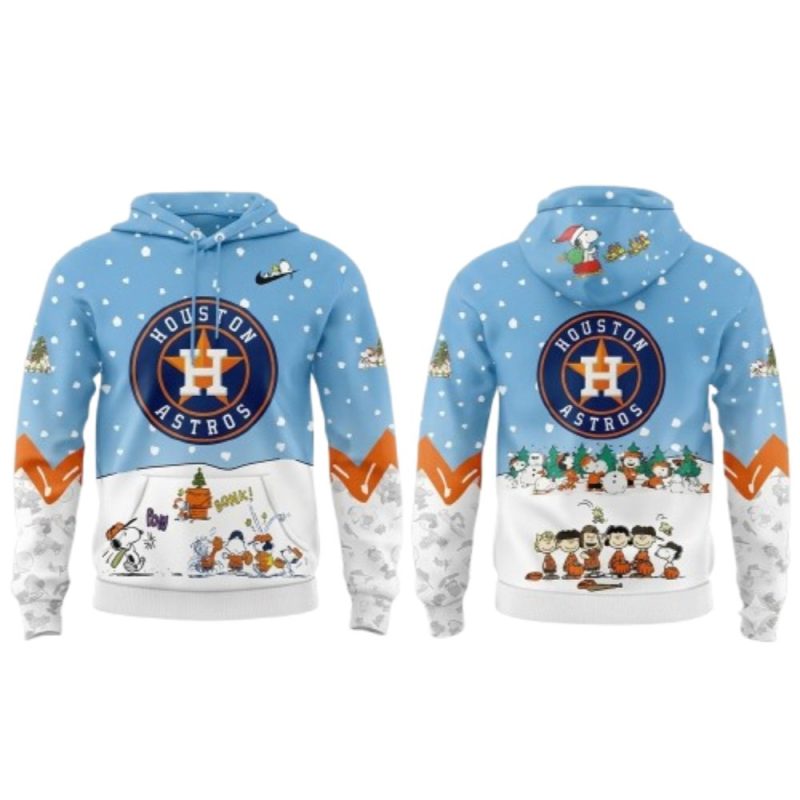 Houston Astros Peanuts Snoopy Snowman All Over Print Hoodie 1.Jpg