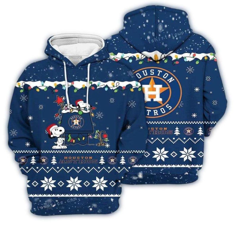 Houston Astros Snoopy Dog House Christmas All Over Print Hoodie 1.Jpg