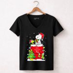 Houston Rockets Christmas Snoopy With Woodstock And Gifts 7 Womens V Neck