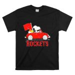Houston Rockets Snoopy Dog Driving Red Car with Basketball Flag T Shirt 6