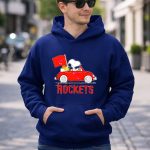 Houston Rockets Snoopy Dog Driving Red Car with Basketball Flag T Shirt 8
