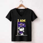 I Am Baltimore Ravens Snoopy Flag Ravens 7 Womens V Neck