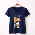 I Am Denver Broncos Snoopy Fan With Flag 5 Womens V Neck