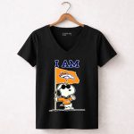 I Am Denver Broncos Snoopy Fan With Flag 7 Womens V Neck