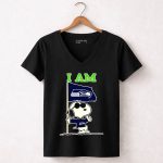I Am Seattle Seahawks Snoopy Flag 7 Womens V Neck