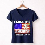 I Miss the America I Grew Up in Snoopy US Flag 5 Womens V Neck