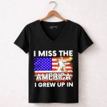 I Miss the America I Grew Up in Snoopy US Flag 7 Womens V Neck