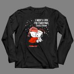 I Want a Dog for Christmas Charlie Brown Snoopy Hugging Linus Snow Scene T Shirt 4 1.jpg