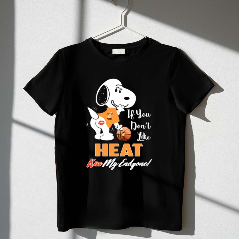 If You Dont Like Heat Kiss My Endzone Snoopy Miami Heat Fans 1 T Shirt
