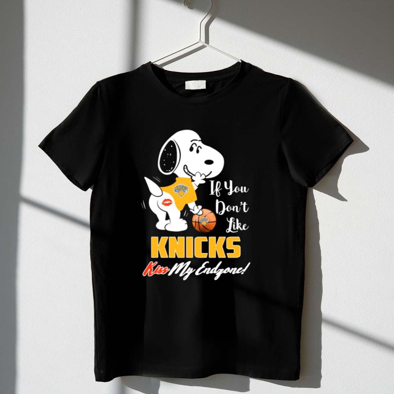 If You Dont Like Knicks Kiss My Endzone Snoopy And New York Knicks 1 T Shirt