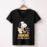 If You Dont Like Knicks Kiss My Endzone Snoopy And New York Knicks 6 Womens V Neck
