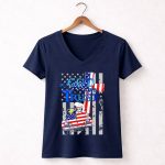 In God We Trust Snoopy Woodstock American Flag Car Patriot 5 Womens V Neck