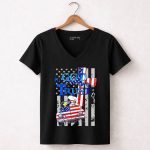 In God We Trust Snoopy Woodstock American Flag Car Patriot 7 Womens V Neck