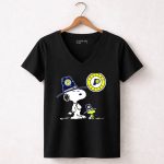Indiana Pacers Snoopy and Woodstock in Team Hats 6 Womens V Neck