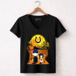 Indianapolis Colts Snoopy and Charlie Brown Halloween Pumpkin Night Scene 5 Womens V Neck1
