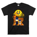 Indianapolis Colts Snoopy and Charlie Brown Halloween Pumpkin Night Scene T Shirt 6