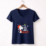 Is This Jolly Enough Snoopy Christmas Santa Hat Snowflakes Lights 5 Womens V Neck 1.jpg