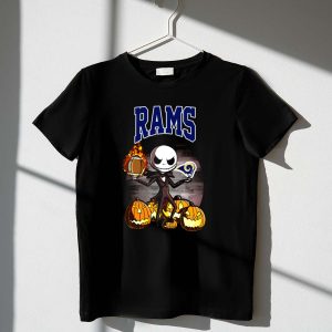 Jack Skellington Los Angeles Rams Halloween Football Pumpkins 1 T Shirt
