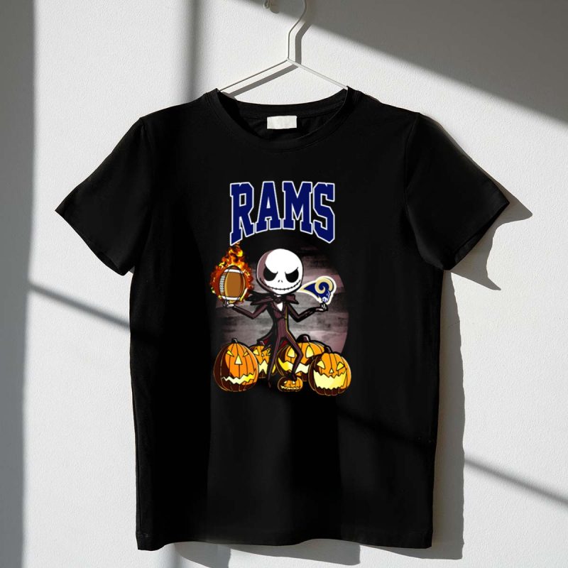 Jack Skellington Los Angeles Rams Halloween Football Pumpkins 1 T Shirt