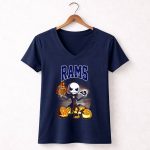Jack Skellington Los Angeles Rams Halloween Football Pumpkins 5 Womens V Neck
