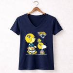 Jacksonville Jaguars Snoopy and Peanuts Football 5 Womens V Neck