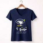 Jets Snoopy Woodstock Driving Car NY 5 Womens V Neck