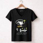 Jets Snoopy Woodstock Driving Car NY 7 Womens V Neck