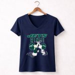 Jets Win Snoopy And Charlie Brown High Five Celebration 5 Womens V Neck