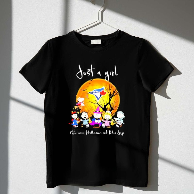 Just A Girl Who Love Halloween And Toronto Blue Jays 1 T Shirt.jpg