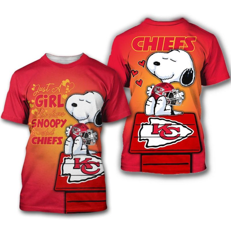 Just A Girl Who Love Snoopy And Chiefs All Over Print T Shirt 1.Jpg