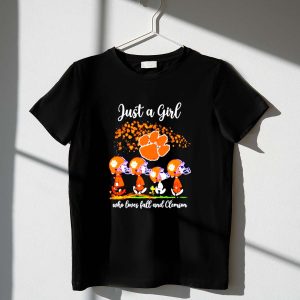 Just A Girl Who Loves Fall and Clemson Tigers 1 T Shirt.jpg