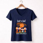 Just A Girl Who Loves Fall and Clemson Tigers 5 Womens V Neck.jpg