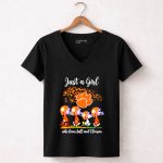 Just A Girl Who Loves Fall and Clemson Tigers 7 Womens V Neck.jpg