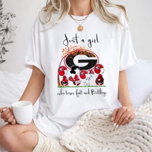 Just a Girl Who Loves Fall and Bulldogs Georgia Snoopy Football 1 T Shirt.jpg
