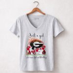 Just a Girl Who Loves Fall and Bulldogs Georgia Snoopy Football 7 Womens V Neck.jpg